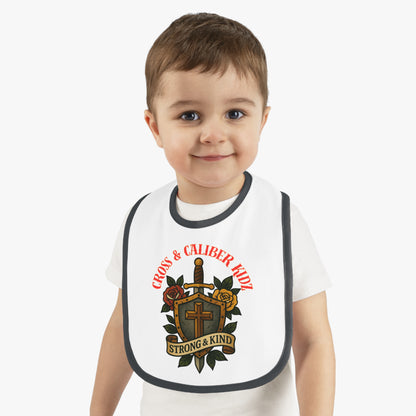 Strong & Kind Baby Bib – Contrast Trim Jersey Design for Toddlers