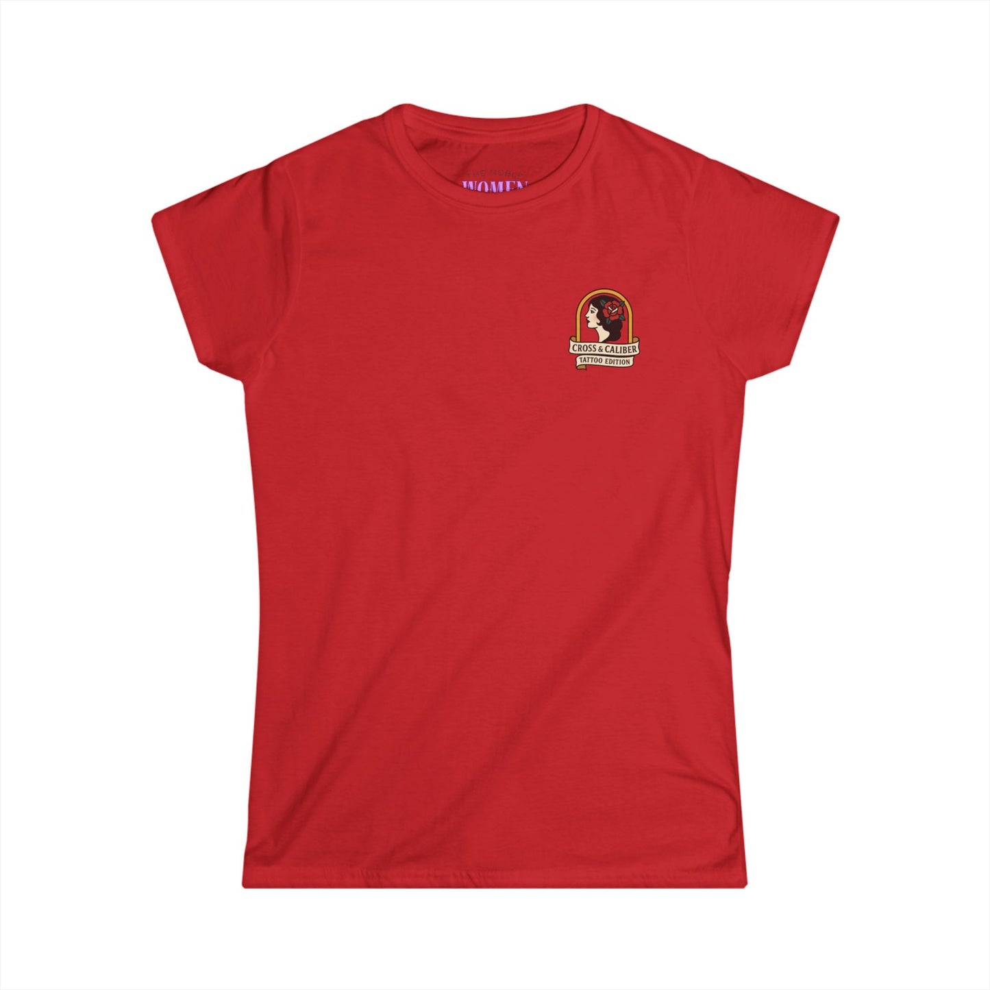 Vintage-Inspired Women&#39;s Softstyle Tee with Front Patch and Back Design