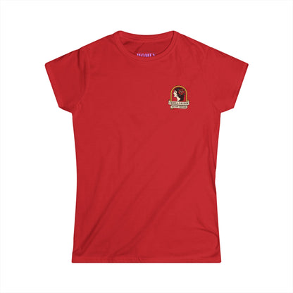 Vintage-Inspired Women&#39;s Softstyle Tee with Front Patch and Back Design