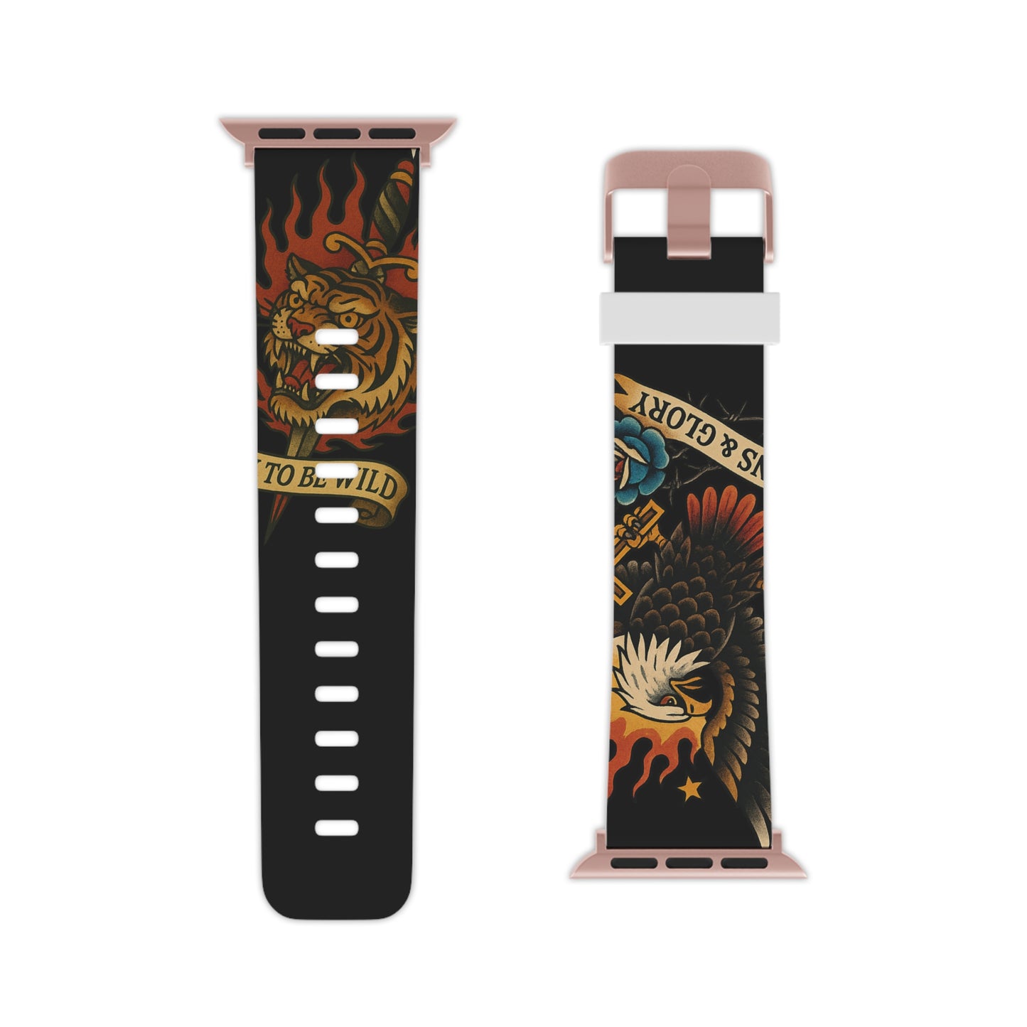 Bold Tattoo-Themed Apple Watch Band - 'Born to Be Wild' Design