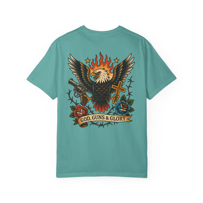 God, Guns & Glory Unisex Garment-Dyed T-Shirt – Vintage Patriotic Style