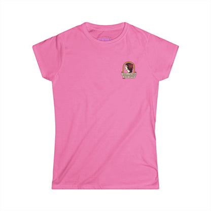 Vintage-Inspired Women&#39;s Softstyle Tee with Front Patch and Back Design