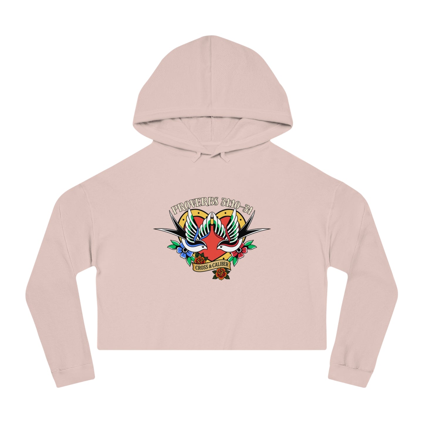 Stylish Women’s Cropped Hooded Sweatshirt with Colorful Tattoo Design - Perfect for Casual Wear & Gifts