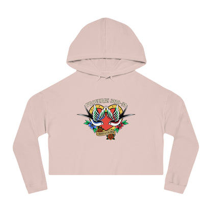 Stylish Women’s Cropped Hooded Sweatshirt with Colorful Tattoo Design - Perfect for Casual Wear & Gifts