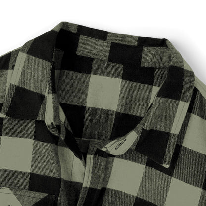 Unisex Flannel Shirt with Cross & Caliber Design - Casual Comfort for Adventurers