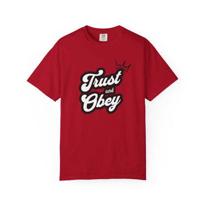 Unisex Vintage-Inspired Graphic T-Shirt - Trust and Obey, Casual Wear, Street Style, Gift for Him/Her, Unique Graphic Tee