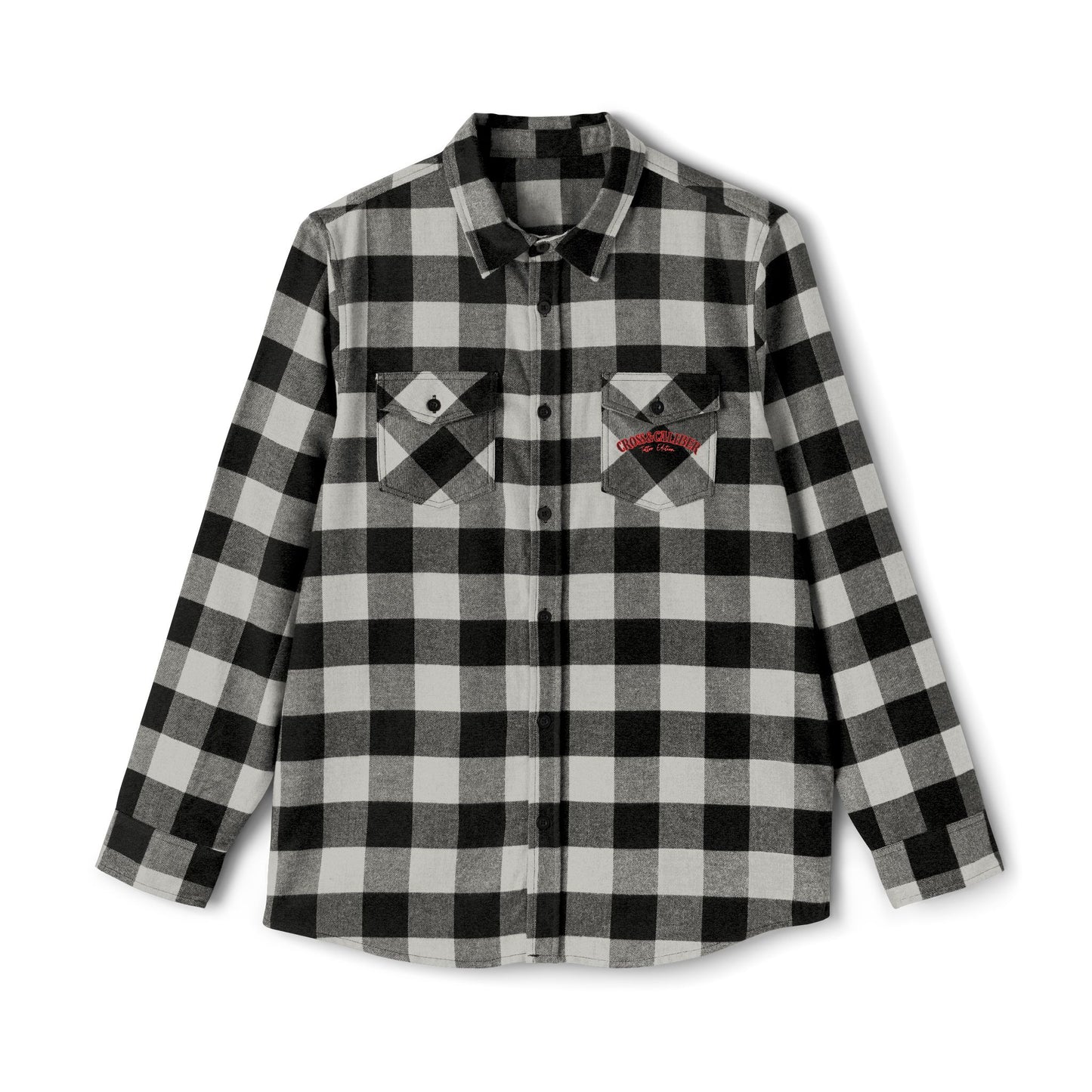 Unisex Flannel Shirt with Cross & Caliber Design - Casual Comfort for Adventurers