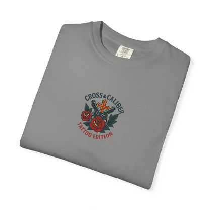 Cross & Caliber Tattoo Edition Unisex T-Shirt - Vintage Style Graphic Tee