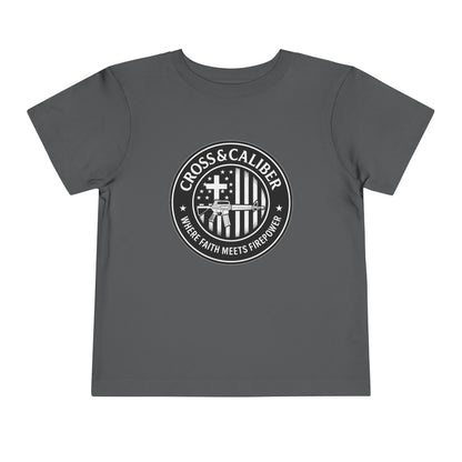 Boys' Faith & Flag Tee - Toddler Short Sleeve Shirt, Kids' Christian Apparel, Patriotic T-Shirt, Gift for Toddlers, Faith-Inspired Clothing