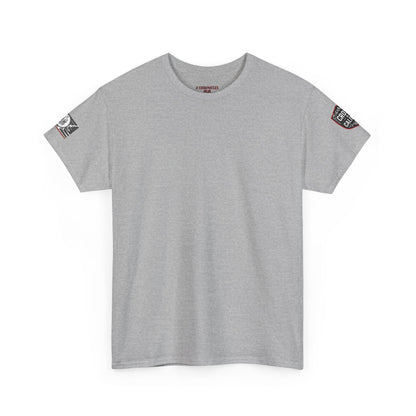Bold Graphic Unisex Tee with Cross & Caliber Design, Casual Streetwear, Gift for Him or Her, Vintage Inspired T-Shirt,