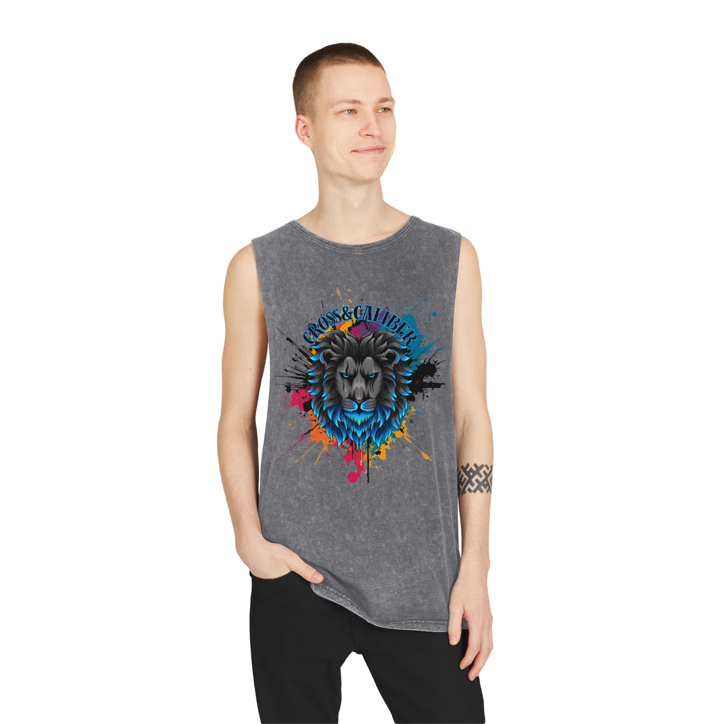 Vibrant Lion Graphic Tank Top, Unisex Summer Wear, Festival Fashion, Beachwear, Graphic Apparel, Gift for Animal Lovers